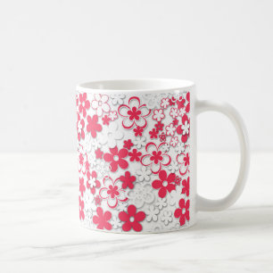 Red and white paper flowers coffee mug