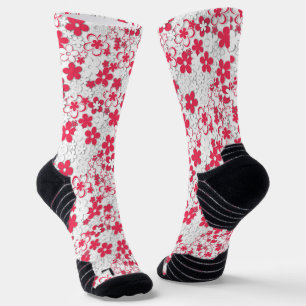 Red and white paper flowers   socks