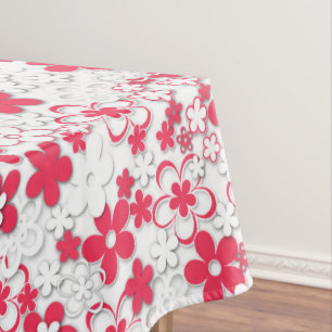 Red and white paper flowers tablecloth