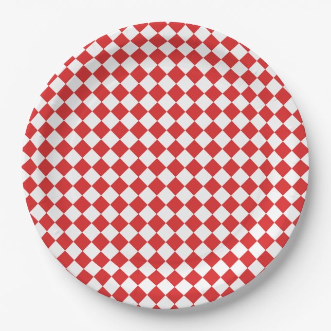 Red and White Paper Plate (Front)