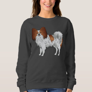 Red And White Papillon Cute Cartoon Dog Drawing Sweatshirt