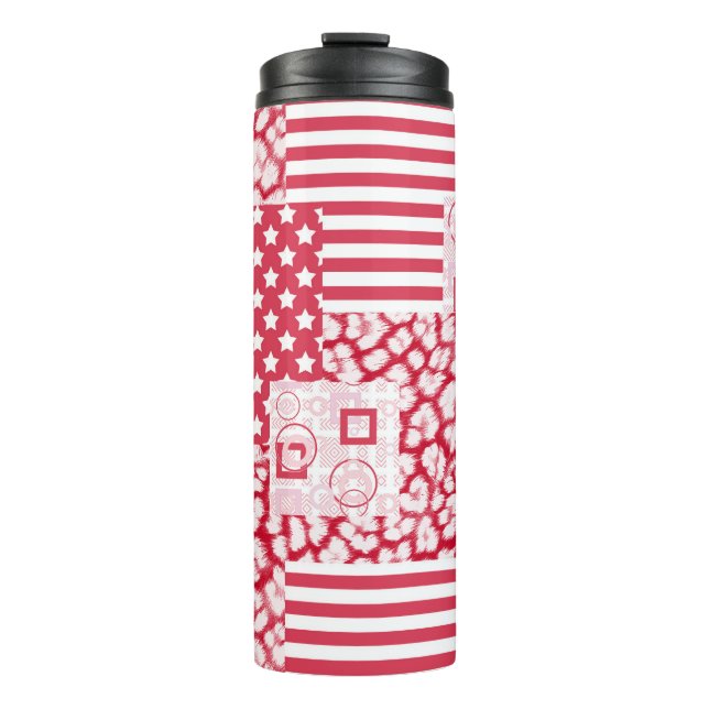  Red and white patchwork rustic Thermal Tumbler (Front)