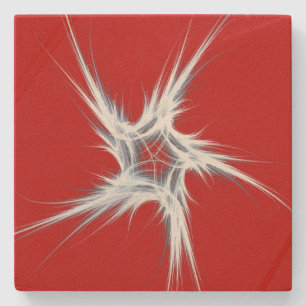 Red and White Patriotic Star Square Coaster