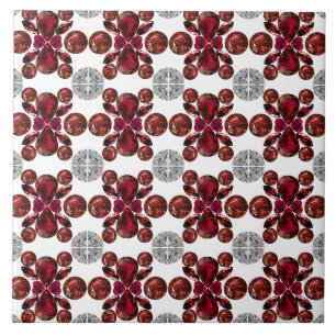 Red and White Pattern Ceramic Tile