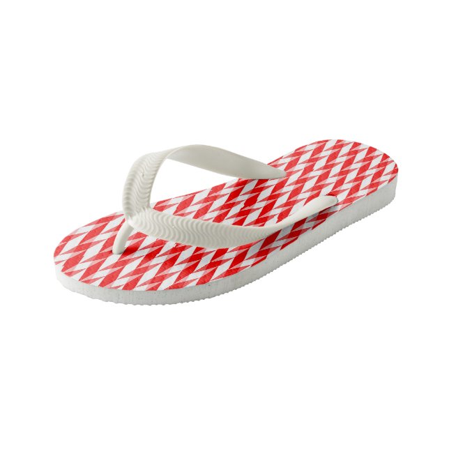 red and white pattern kid's thongs (Angled)