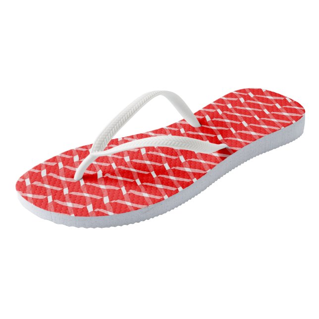 red and white pattern thongs (Angled)