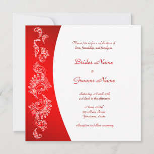 Red and White pattern Wedding Invitation