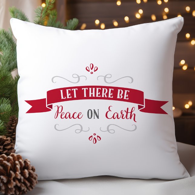 Red and White Peace on Earth Christmas Cushion (Creator Uploaded)