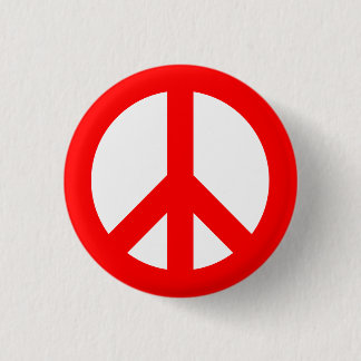 Red and White Peace Symbol 3 Cm Round Badge