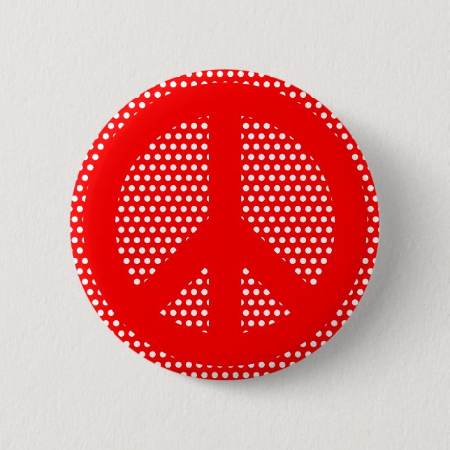 Red and White Peace Symbol 6 Cm Round Badge (Front)