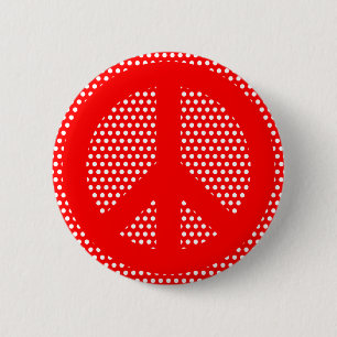 Red and White Peace Symbol 6 Cm Round Badge