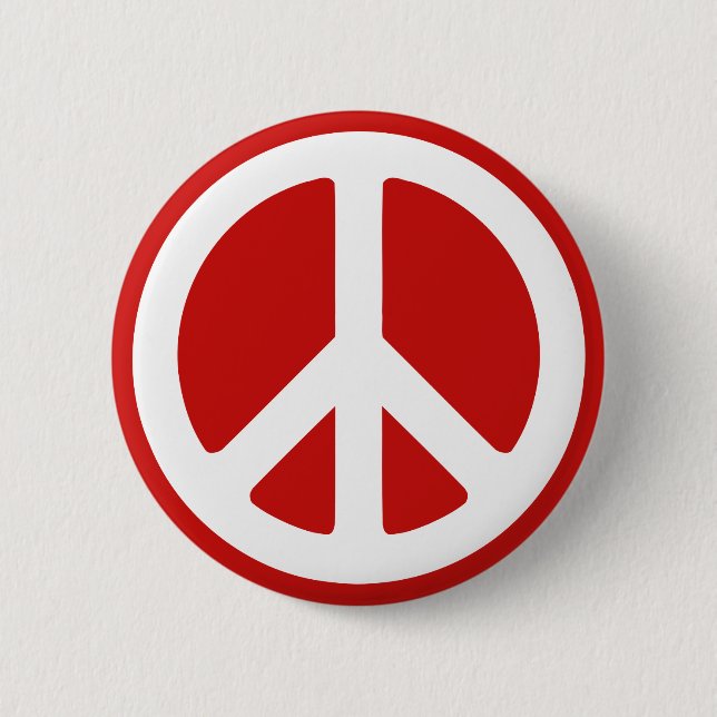 Red and White Peace Symbol 6 Cm Round Badge (Front)