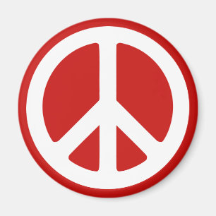 Red and White Peace Symbol Magnet