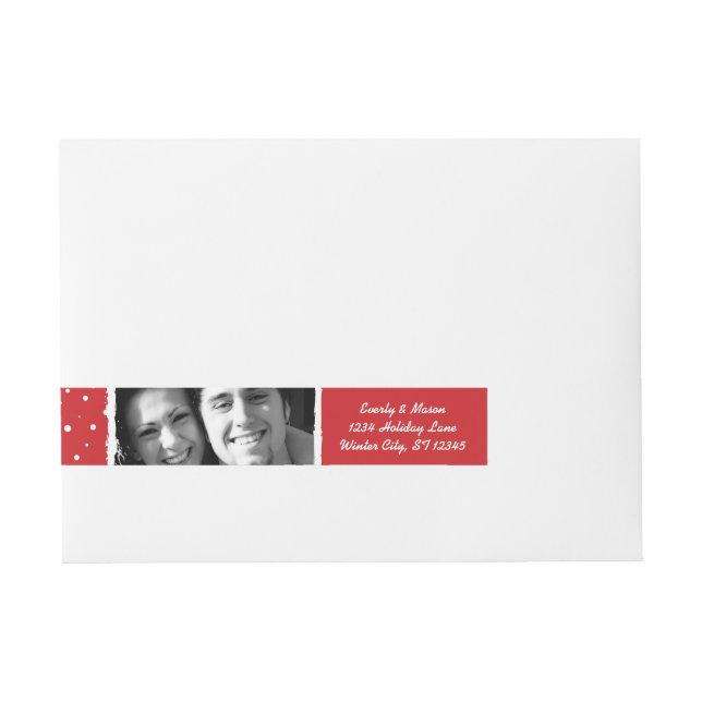 Red and White Peace Your Photo Christmas Wraparound Address Label (Front)