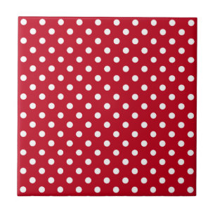 Red and White Peas Pattern Ceramic Tile