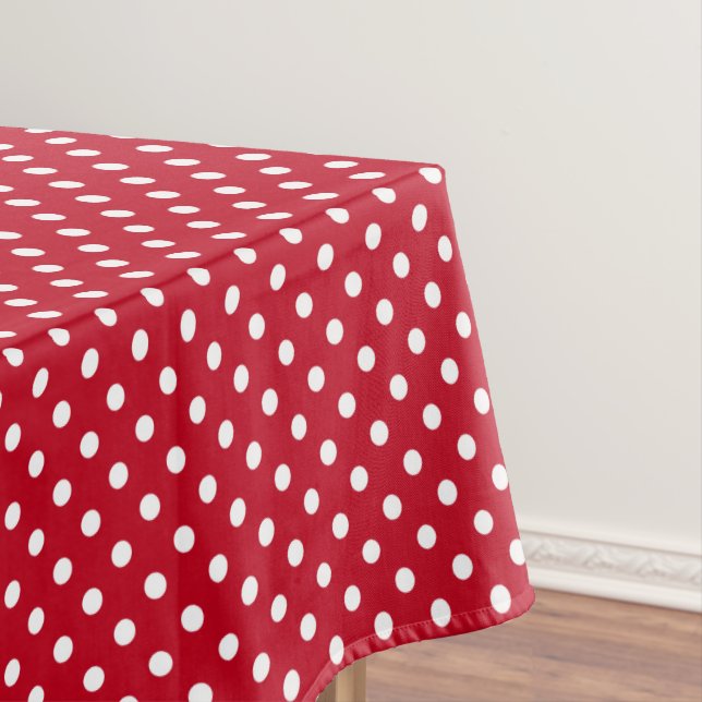 Red and White Peas Pattern Tablecloth (In Situ)