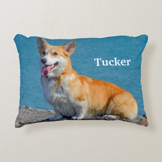 Red and White Pembroke Welsh Corgi Puppy Dog Decorative Cushion (Front)