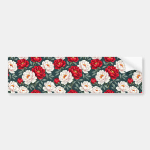 Red and white peony flowers  bumper sticker