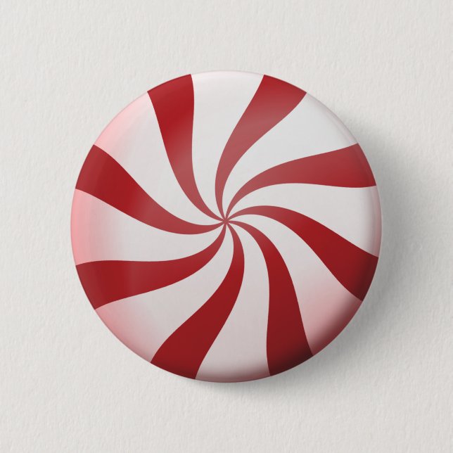 Red and White Peppermint Candy Button (Front)