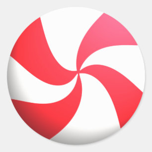 Red and White Peppermint Candy Classic Round Sticker