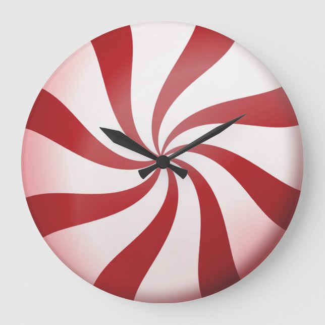 Red and White Peppermint Candy Wall Clock (Front)