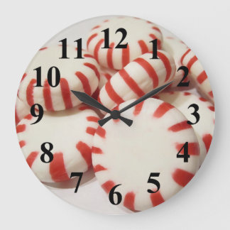 Red and White Peppermints Large Clock