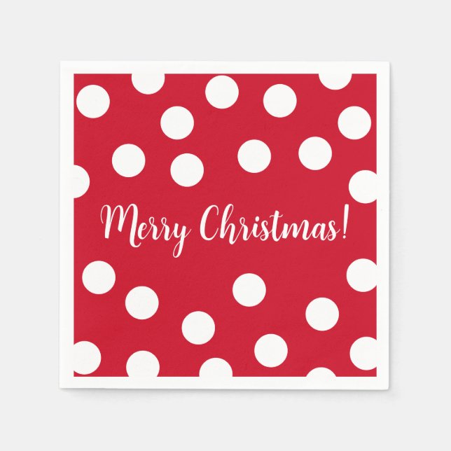 Red and white personalised Christmas Napkin (Front)