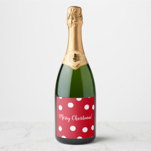 Red and white personalised Christmas Sparkling Wine Label