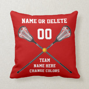 Red and White Personalised Lacrosse Pillow