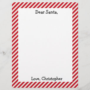 Red and White Personalized Letter To Santa Custom Letterhead