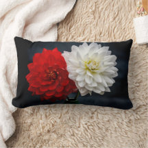 Red and White Petaled Flowers Outdoor Pillows