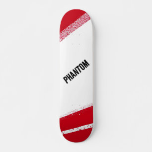 Red and White Phantom Racing Stripe Skateboard