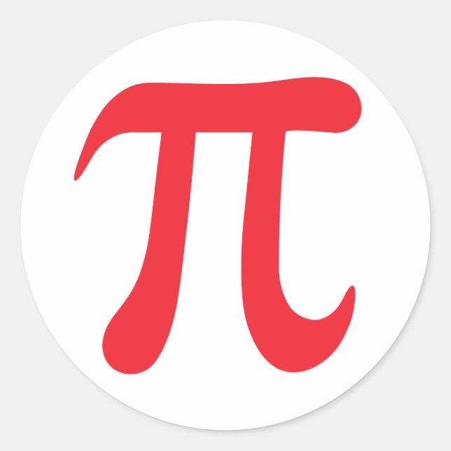 Red and white pi mathematical symbol stickers (Front)