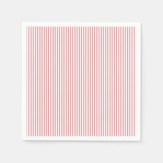 Red and White Pinstripe Paper Napkins (Front)