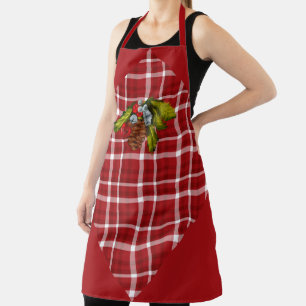 Red and White Plaid and Pine Cones Apron