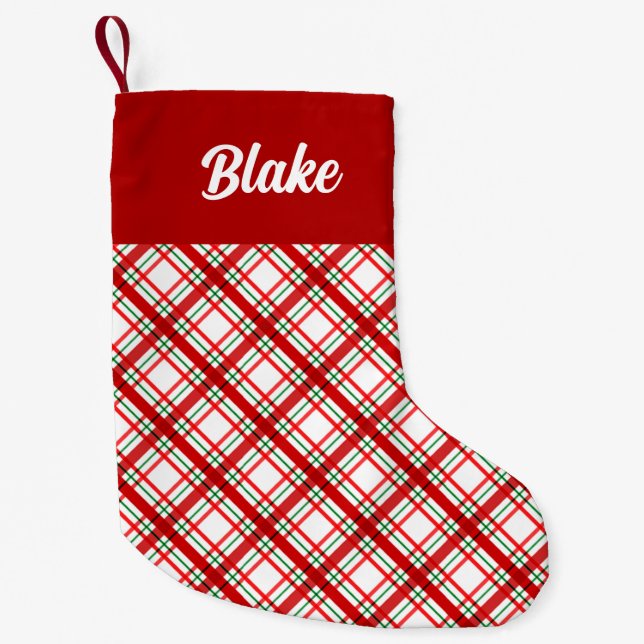 Red and White Plaid Christmas Stocking (Front)