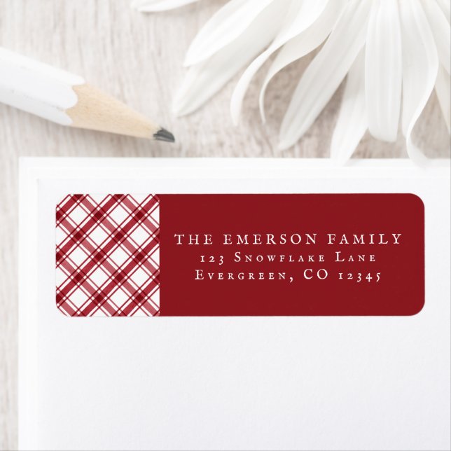 Red and White Plaid Return Address Label (Insitu)