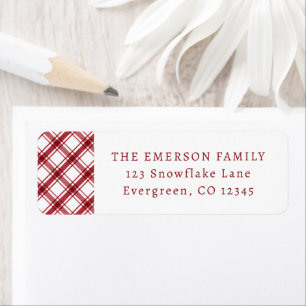 Red and White Plaid Return Address Label