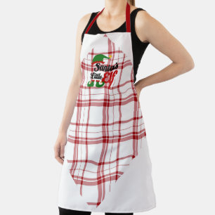 Red and White Plaid Santa's Little Elf Apron