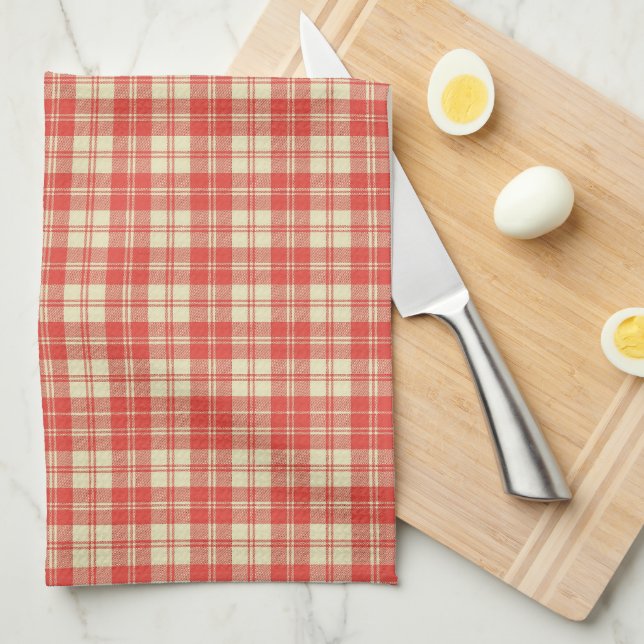 Red and White Plaid  Tea Towel (Quarter Fold)