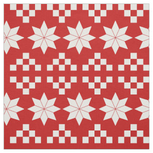 Red and White Poinsettia Christmas Fabric