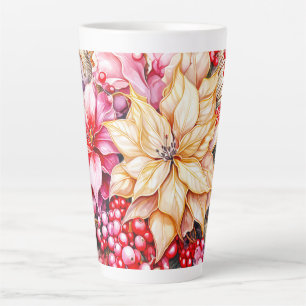 Red and White Poinsettias Latte Mug