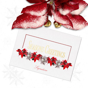 Red and White Poinsettias Professional Foil Holiday Card