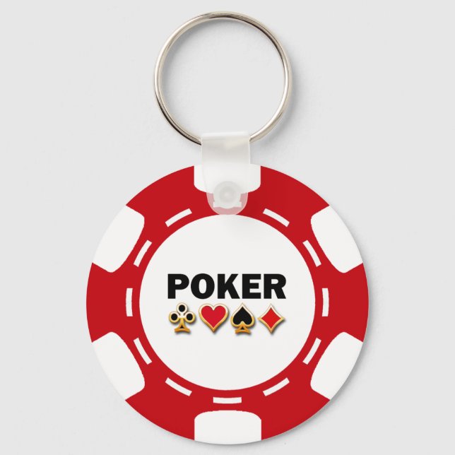 RED AND WHITE POKER CHIP KEY RING (Front)