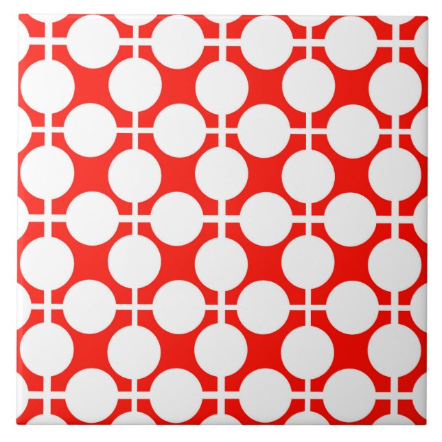 red and white polka dot and check pattern is fa ceramic tile (Front)