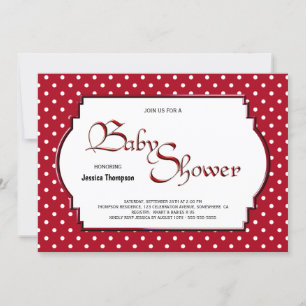 Red and White Polka Dot Baby Shower Invitation