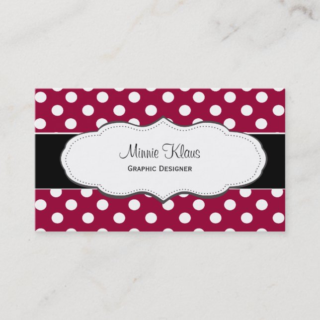 Red and White Polka Dot Business Cards (Front)