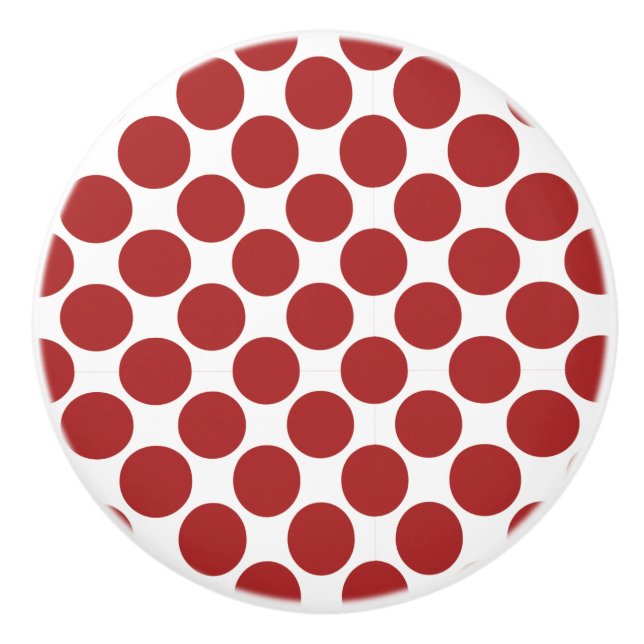 Red and white Polka dot Ceramic Knob (Front)