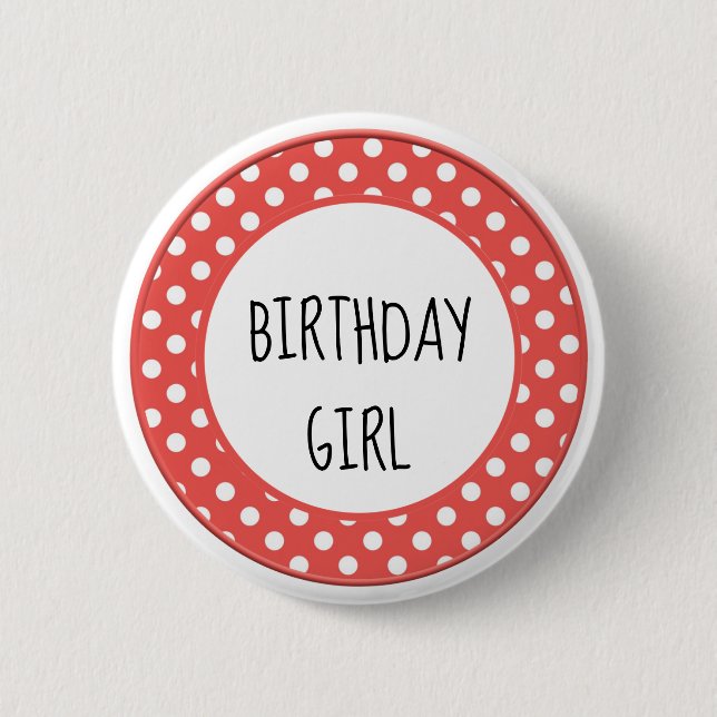 Red and White Polka Dot Child's Birthday Button (Front)