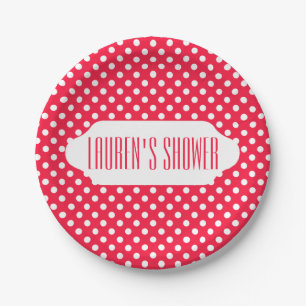 Red and white polka dot custom paper plate